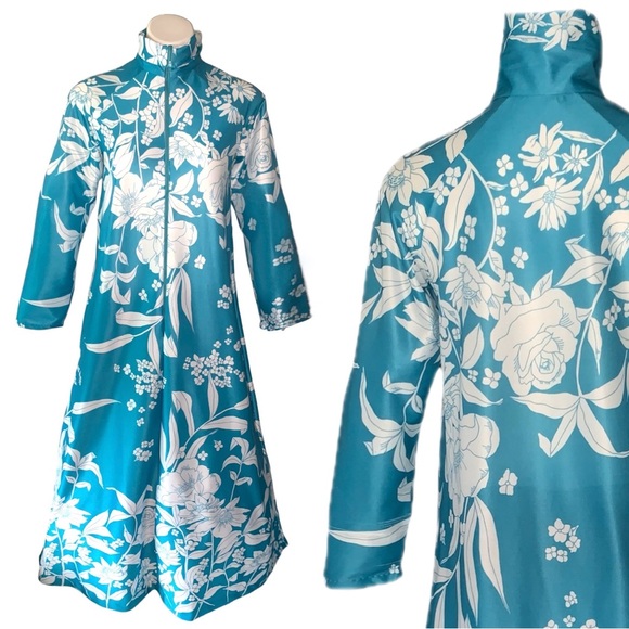 v i n t a g e :: Fantastic Floral Maxi House Dress Robe Caftan Mumu - Picture 12 of 13